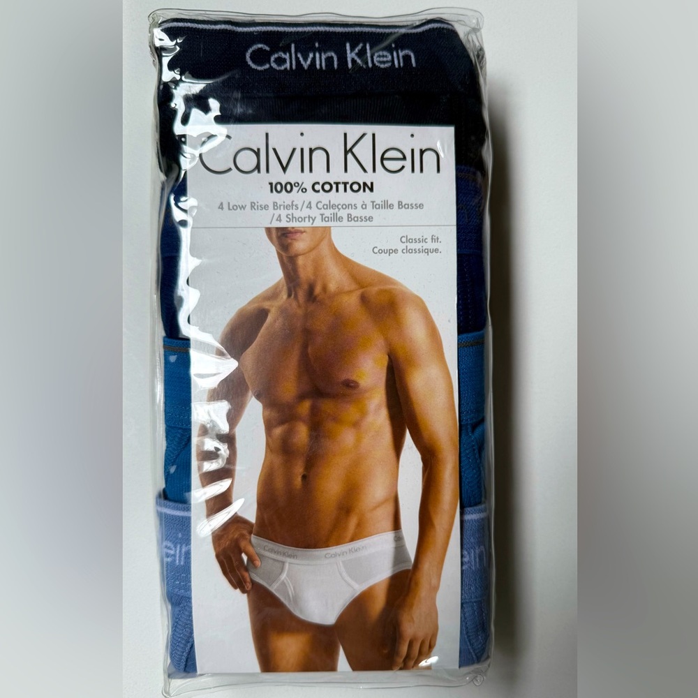 Calvin Klein 100% cotton low rise briefs Blue hues (4 briefs)